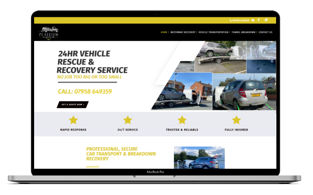 website design for vehicle recovery